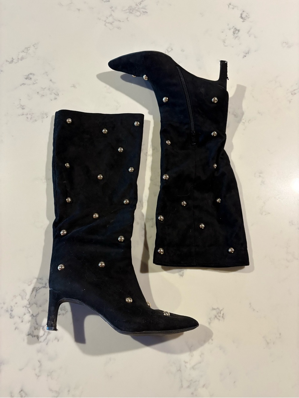 a new day Black Suede Studded Mid-Calf Boots